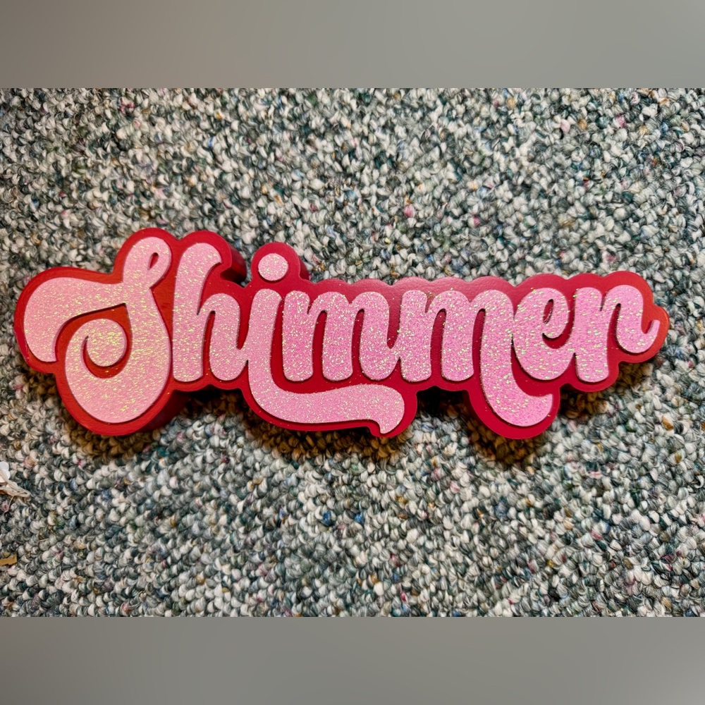 Michaels Shimmer Sign in Glittery Pink and Red
